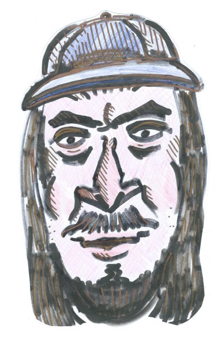 A caricature style portrait of a man.
